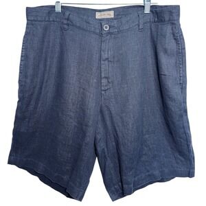 MADDA FELLA Sz 36 Men's 100% Linen Shorts Key West Truman Dark Blue Classic